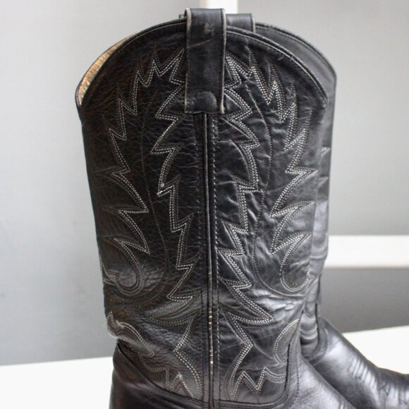 Heritage West VTG Black Western Cowboy Embroidered Leather Boots 5130 Size 8.5 - Picture 6 of 9